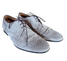 Lottusse Halbschuhe Wildleder hellgrau Schnürer rahmengenäht Gr. 10/5 Handarbeit