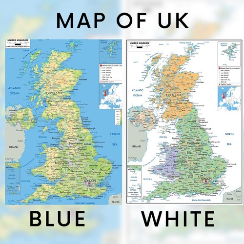 Karte von poster laminiert - uk,