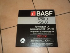2 BASF - 1281m 4203' 26,5 cm Metalltonbandspule mit Band und Schuber - neuwertig