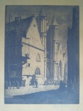 Paulsen, Ingwer (1883 - 1943): St. Nikolaus-Kirche in Gent - Original-Radierung