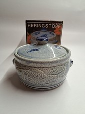 Heringstopf NEU OVP Steingut mit Deckel blau grau Fischtopf Terrine Fisch Dekor