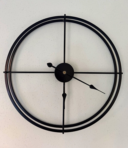 Runde schwarze metall wanduhr - schwarze, metall-wanduhr