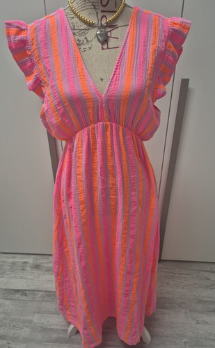 Musselin maxikleid gestreift - musselin,