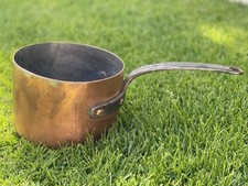 Alte Kupfer Stielkasserole Topf aus Frankreich Schwer 