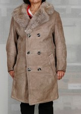 Winttermantel Lamm-Velourleder mit Echtdell Gr 46