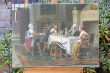 Gemälde Öl Tischgesellschaft