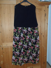 Kleid schwarz große Blüten, wadenlang, von BODYFLIRT,  Gr. 46