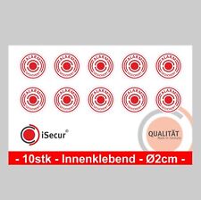 10 Stück Aufkleber Alarm Alarmgesichert, innenklebend, 20mm Durchm. I Art. 004