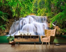 Fototapete Wasserfall 3D Natur Wald See Wohnzimmer VLIES TAPETE + KLEISTER