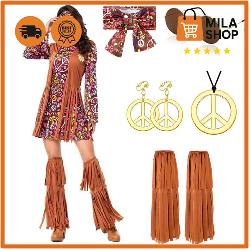 Hippie kleid set 70er jahre - set,