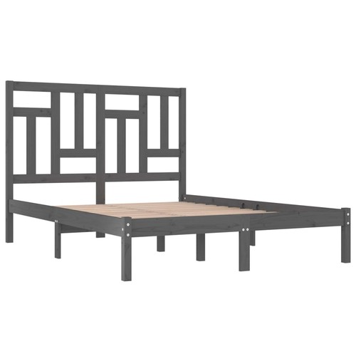 Massivholzbett grau kiefer - grau,