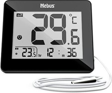 Mebus DIGITAL  schwarz Innen Außentemperaturanzeige  Temperaturmessgerät