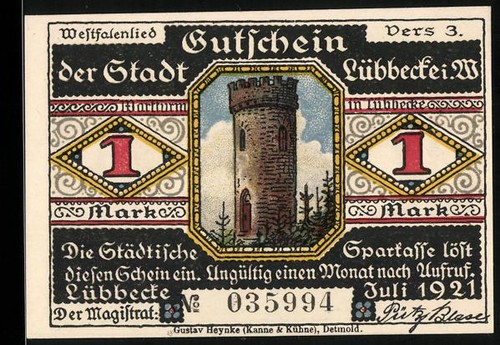 Notgeld lübbecke 1921 1 - lübbecke,