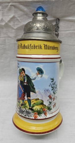 Bierkrug mit zinndeckel - zinndeckel, u