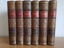 Heinrich Heine Sämtliche Werke, 1885, 12 Bände, 6 Bücher, Bibliothek Ausgabe