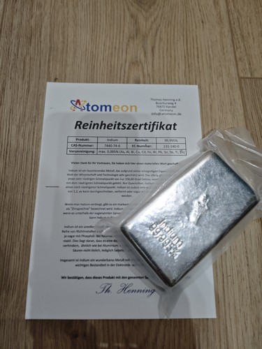 Indium 1kg barren inkl - 1kg,