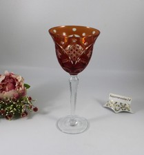 Dresden Crystal Bleikristall Glas - Römer Überfang Weinglas 19,5 cm. rot-orange