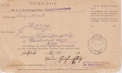 Rückschein mit
