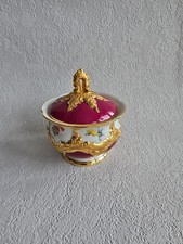 Meissen B-Form, Goldbronze, Zuckerdose, kleinere Ausf., purpur-rot , 2.Wahl, 15
