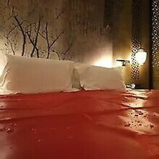 PVC Sex Bettlaken WetGames Lack Spann-Bettlaken Kissen Bett Bettwäsche ROT Sheet