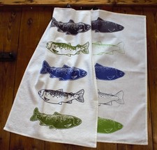 Kracht Geschirr-Trocken-Küchentuch Frottiertuch "Forelle" Fisch Meer Wasser