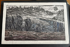 Color woodcut hand print Erwin