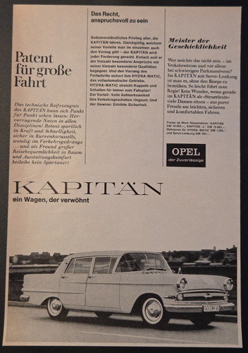 Opel kapitän werbeanzeige - kapitän,