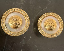 vintage GIANNI VERSACE Medusa Ohrringe Ohrclips Perlmutt Svarowski Strass 90s