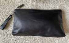 FEYNSINN MAXI CLUTCH KOSMETIKBEUTEL HANDTASCHE ECHT LEDER SCHWARZ NEU