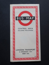 Vintage Map Of The 1958 London Bus Transport Central Area