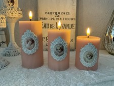 Shabby Dekoration 3LED Echtwachskerzen Set Timer Fernbedienung Vintage Mädchen?