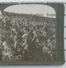 -1455c❚ Stereofoto, Angriff britischer Soldaten in Gallipoli , Türkei