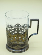 Russischer Teeglashalter Holder 875er Silber gepunzt 84 Zolotniki ALT & ANTIK