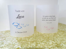5 x Windlichter Lichthülle Taufe Kommunion Konfirmation Firmung personalisiert