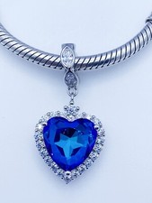 Love Dangle Charm blaues Herz des Meeres Anhänger echt 925 Sterling Silber 💖