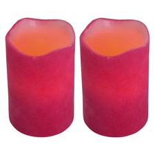 2er-Set Heitronic LED Wachskerzen Flackernd Rosa Tabby warmweiß für 2 x LR14