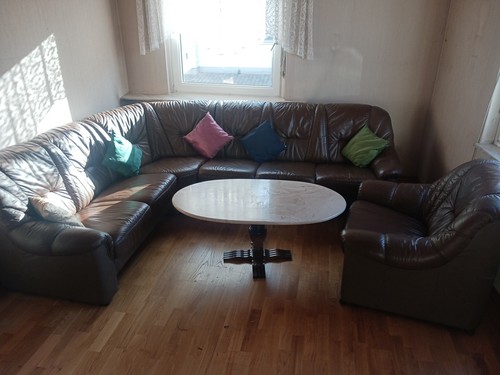 Ledercouchgarnitur mit - , 1