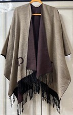 CAP- wunderschöner,warmer,doppelseitiger Schal/ahrain-Beige mit Fransen,Logo,Top