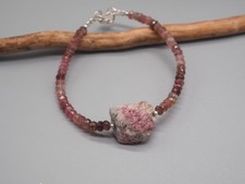 Zartes rosa fac. Turmalin Armband, 925 Silber, Turmalin Rohstein Damen Armband