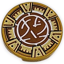 Lego Tile Fliese Rund 2x2 6 Sparren Core Logo 14769pb501 Gold Pattern Ersatzteil