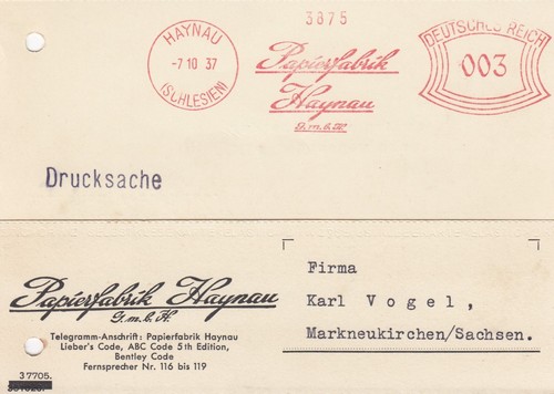Haynau postkarte 1937 - haynau,,