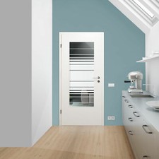 Verglasung Glaseinsatz für Holztür 129-1-F-LA Klarglas mit Dekor "Office"