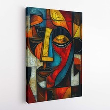 Lebendiges Gesicht Picasso Stil großes modernes geometrisches Leinwand Wandbild Bild Druck