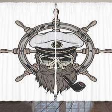 Schädel Rustikale Gardine Kapitän Piraten Skelett