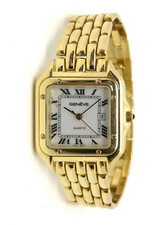 14K Gold Geneve Damenuhr 68gr. Gelbgold Quarz Werk Datumanzeige