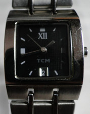 Silber/Schwarze TCM Quarz Analog Armbanduhr