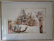 Simon Dittrich/Farbradierung/  E.A. Exemplar/ handsigniert /Venedig mit Rahmen