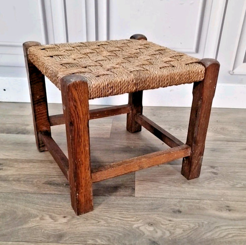 Vintage binsenseil hocker - vintage,