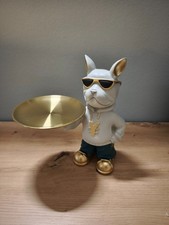 Deko Figur Skulptur Graue coole Bulldogge Hund Schmuck