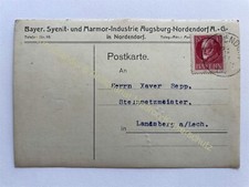 Postkarte Reklame 1919 Augsburg Bayerische Syenit Marmor Industrie Nordendorf